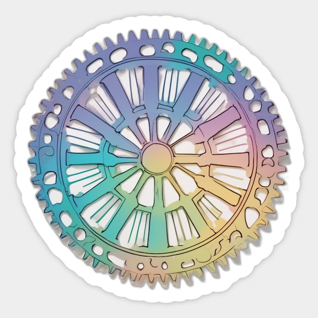 Rainbow Hued Mechanical Gear Wheel No. 482 Sticker by cornelliusy